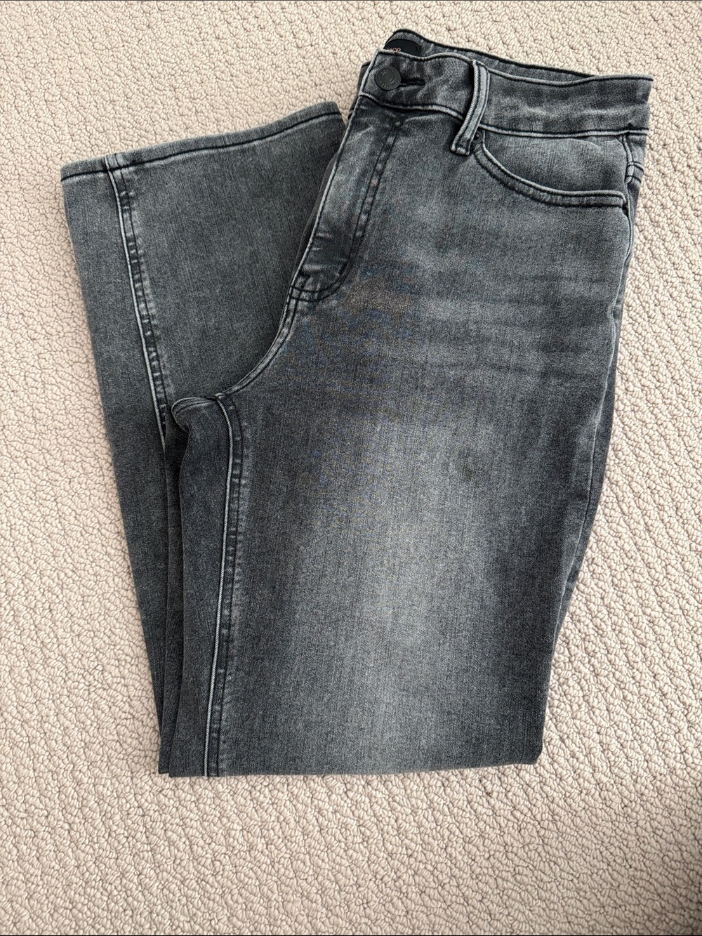 Quince Black Grey Washed Slim Straight Jeans